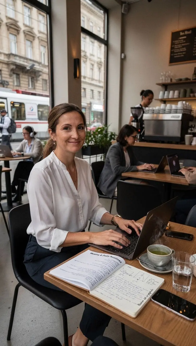 Lágy fényben készült fotó egy teáscsészéről és egy nyitott naplóról az életmód-reflexióhoz.